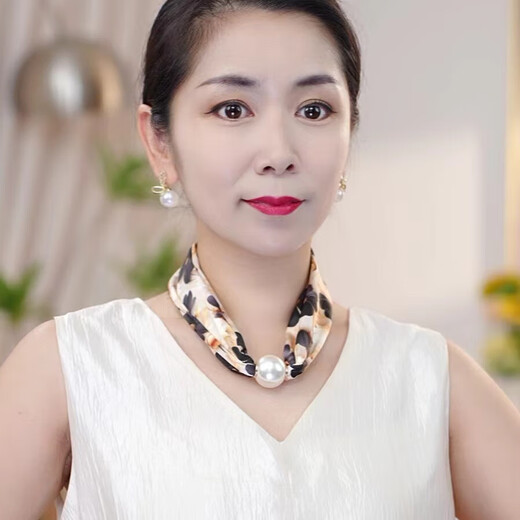 2025夏季新款磁扣印花项链丝巾护颈防晒女颜值锁骨链时尚百搭围巾 风情玫瑰