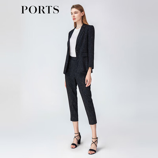 PORTS Women's Commuting Versatile Blazer LM8J025MFF064 Black Stripes 4