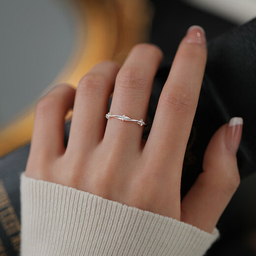 Xiangnan 999 sterling silver four-pointed star ring ins niche light luxury plain ring open ring index finger ring ring senior girl gift 999 silver four-pointed star ring