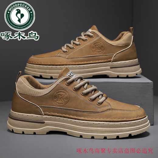 Woodpecker Martin Boots Men's 2025 New Spring and Summer Retro British Style Genuine Leather Casual Leather Shoes High Top Workwear Men's Shoes Black K821 Black 42