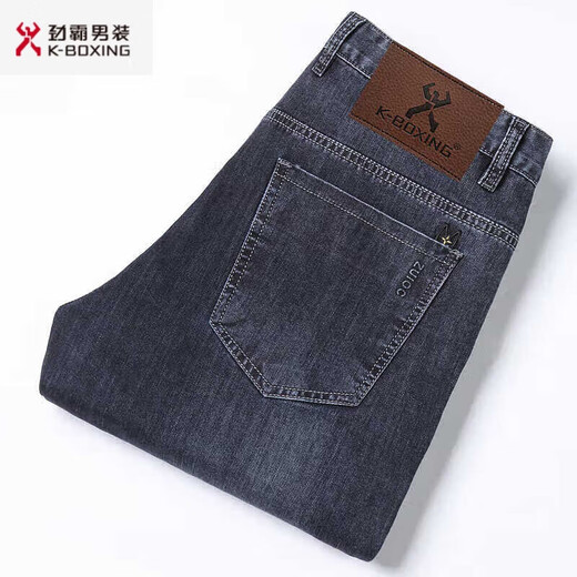 
Jinba Men's Clothing (K-Boxing) Jinba New Men's Pants Pure Cotton Jeans Mid-waisted Straight Business and Casual Spring and Autumn Style Desirable Denim Long Trousers Thin Gray Blue 6216 M 34 2-foot 64 (waist circumference 88C