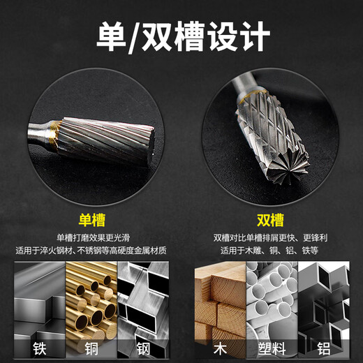 Airidun tungsten steel grinding head, carbide rotary file grinding head, stainless steel reaming electric drill grinding drill bit, internal grinding head milling cutter, double slot No. 6 arc round head (3*4FX) 1 piece