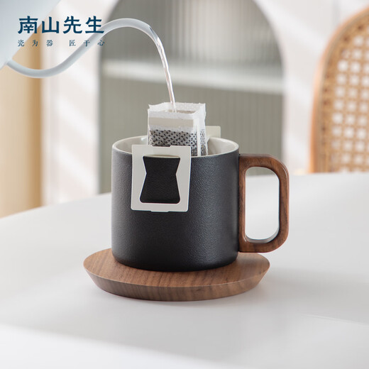 Mr. Nanshan Hanjian high-end coffee cup ceramic black afternoon tea cup and saucer set exquisite men's birthday gift latte cup
