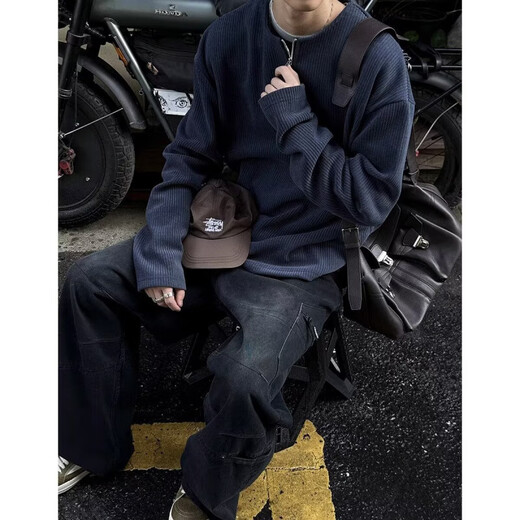 American half-zip Henry collar T-shirt men's spring and autumn cleanfit long-sleeved inner layering shirt tough guy wear sweatshirt gray regular high quality M recommended 90-110Jin Jin equals 0.5 kg