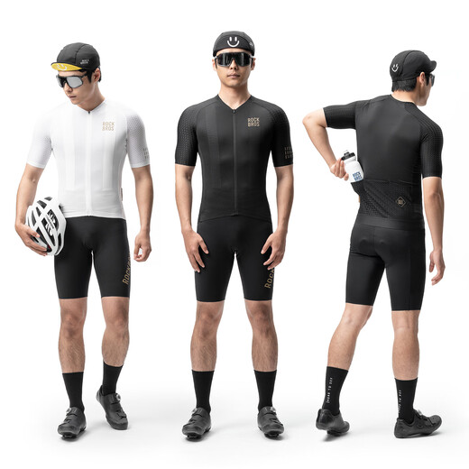 
Rock Brothers Cycling Clothes Top Short Sleeve Men's Mountain Road Bike Clothes Diamond/Early Night Black XL
