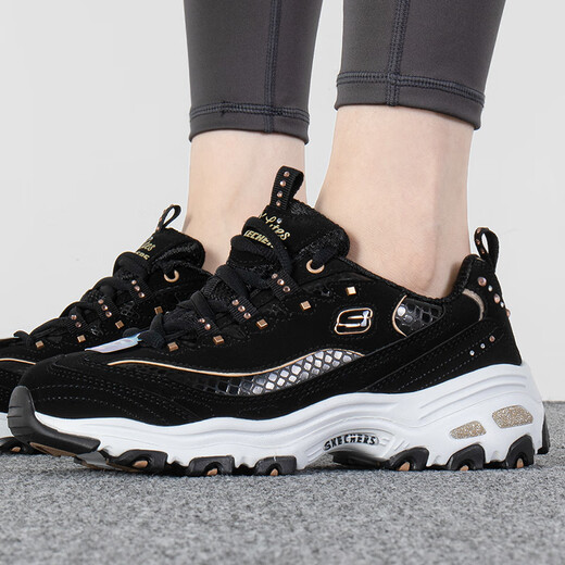 
Skechers women's shoes, sports shoes, fashion trend retro thick-soled dad shoes, panda shoes, fitness training, running and casual shoes 11979-BKGD 35