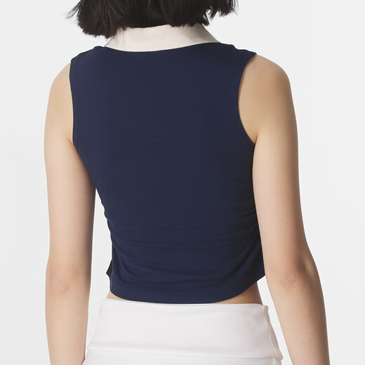 
Adidas Clover Vest Women's Summer New High-waist Short Sportswear Lapel Breathable Casual Sleeveless T-shirt KE3893 Deep Indigo Breast Pad S-34