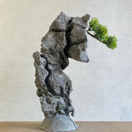 The raw stone is slotted and attached to the stone bonsai, which can be attached with elm, golden bean, fish tank, rockery, garden landscaping stone 27-30cm (slotted model will be shipped randomly)