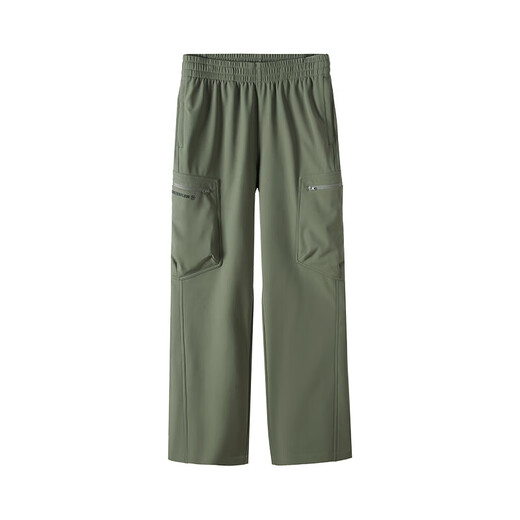 Camel (CAMEL) velvet overalls men's loose straight outdoor water-repellent sports pants J15CAYL6023 Lake Tea Green L