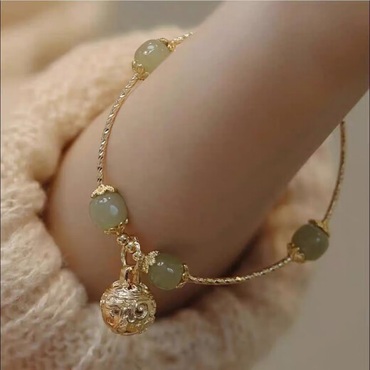 Palastdesign, Hotan Yu Bell-Armband, Armband für Frauen mit High-End- und personalisierten Geschenken, neuer Stil für Frauen Hanfu Light Luxus M1396 [Court Bell Armband]