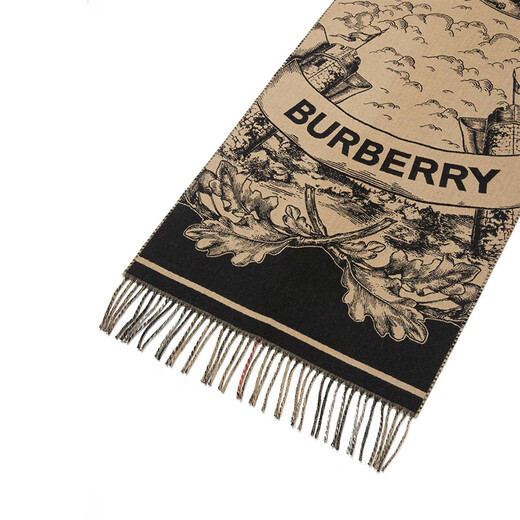 Burberry (BURBERRY) scarf equestrian knight logo double-sided cashmere jacquard yarn scarf men and women same scarf Christmas gift collection beige