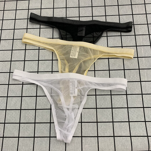 Männertangs sind transparent eng und sexy atmungsaktives Mesh -Eisseide -Unterwäsche für Männer. Herren-T-Shorts sind niedrig. Weiß M 80-110Jin [Jin ist 0,5 kg]