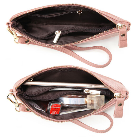 Kangaroo First Layer Cowhide Clutch Women's Bag 2025 New Coin Purse Long Style Fashionable Soft Leather Small Handbag Trendy Elephant Gray