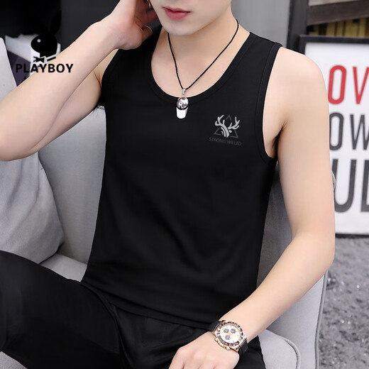 Playboy (Playboy) High -End -Baumwollweste trendy Marke Summer Outfit Sport Hürdensweste dünne Ins Vest Casual Ärmeln 20 Sets - M9224 Blaugrau + M9793 Black M [Vorschlag: 85 Jin [Jin gleich 0,5 kg] bis 100 Jin [Jin Equals gleichen 0,5 kg]]]