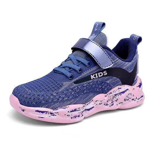 Official website for girls' sports shoes 2024 spring and autumn single shoes versatile breathable mesh girls' net shoes dad children's shoes 9898 black and red double net 28