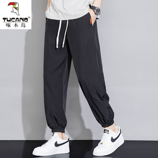 
Woodpecker (TUCANO) ice silk pants for men in summer thin fashion loose trousers casual trousers for men in youth breathable quick-drying sports pants 1B27-BJZ983 gray L about 115-130Jin [Jin equals 0.5 kg] can be worn