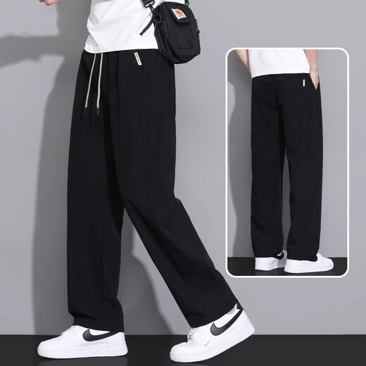 Pantalones de scimitar de seda de hielo judío para el verano de hombres delgada 2025 Nuevo pantalones casuales relajados de verano relajados 6636 Verde militar [ligero y transpirable] 3xl