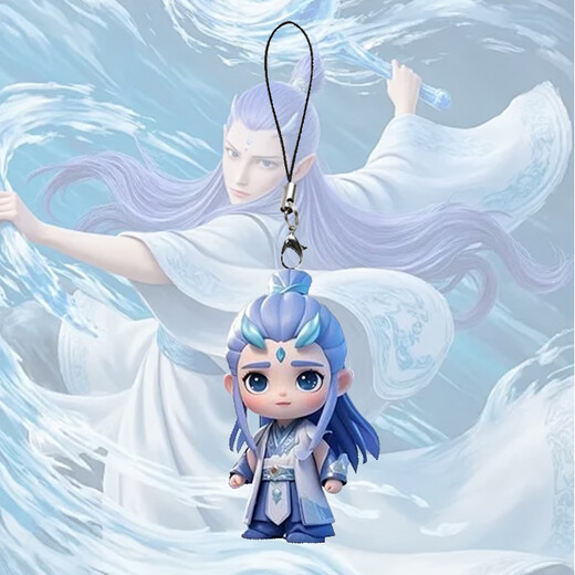 Nezha Ao Bing animation cute and fun peripheral acrylic keychain high-value pendant mobile phone pendant Nezha mobile phone lanyard random 1 pack