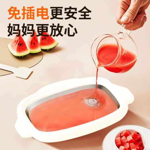 京严炒酸奶机免插电款家用迷你儿童自制DIY炒冰机制冰机冰淇淋机 升级加高款【云朵白】+2支炒冰铲