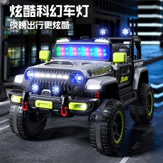 AKOOYA children's electric off-road vehicle cool sci-fi lights can seat people 1-8 years old large children's electric car baby gift flagship warrior gray + cool full flash sci-fi lights + remote control + dual drive 12V7 battery