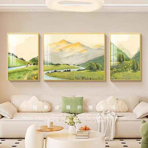 
Yihuanyu Living Room Decoration Painting Sofa Background Wall Hanging Painting Light Luxury High-end Atmospheric High-end Wall Painting New Triangle Wall Painting