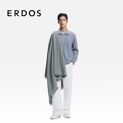 ERDOS men's cashmere milled jacquard blanket 26 years early spring new home striped warm shawl cement gray 180cmX160cm