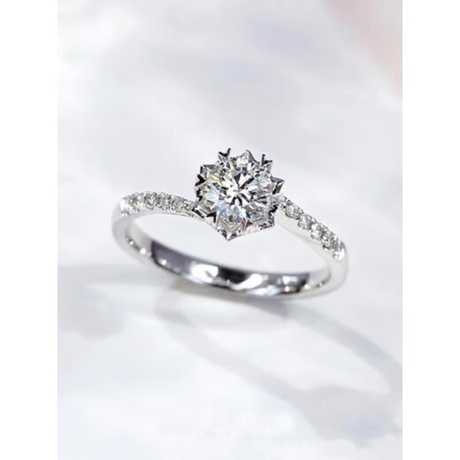 DR twisted arm diamond ring for women PT950 platinum snowflake slightly twisted group inlaid with one carat moissanite diamond for proposal, wedding, Valentine's Day gift, 50 points live mouth
