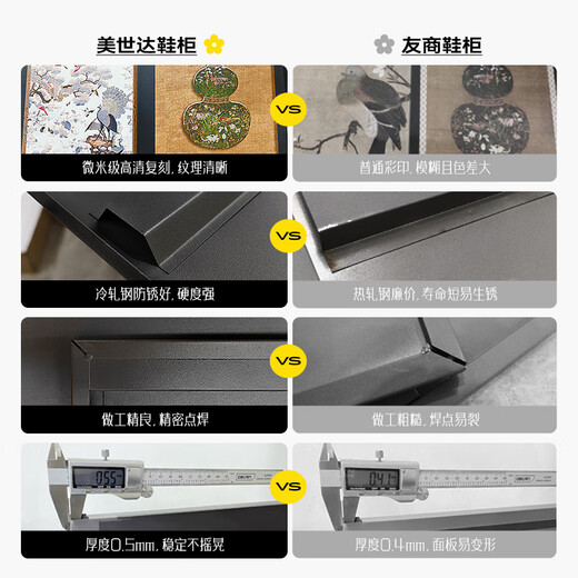 美世达钢制鞋柜家用门口入户玄关靠墙中古风收纳储物柜一体鞋架 【特厚加粗碳钢门板】复古格韵 1000x1695x350mm