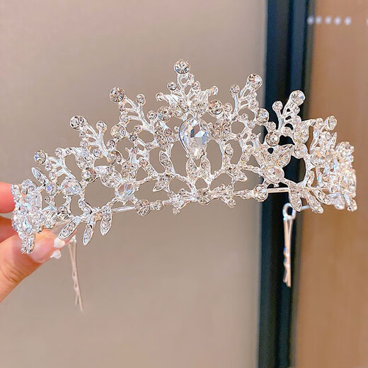 Crystal birthday crown tiara garland tiara princess girl children's crown proposal and certificate photo props bride wedding