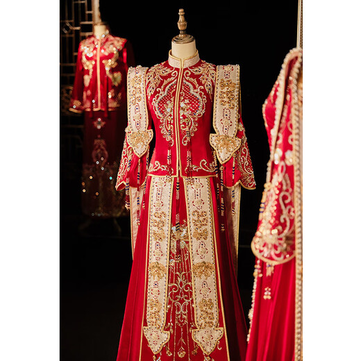 Xiuhe shijia xiuhe mariage mariage mariage 2024 Nouveau mariage industrie lourde mariage toast mariage nouveau robe de mariée chinoise dragon et phoenix robe ming mariage mariage mariage mariage mariage mariage mariage mariage n-051 m