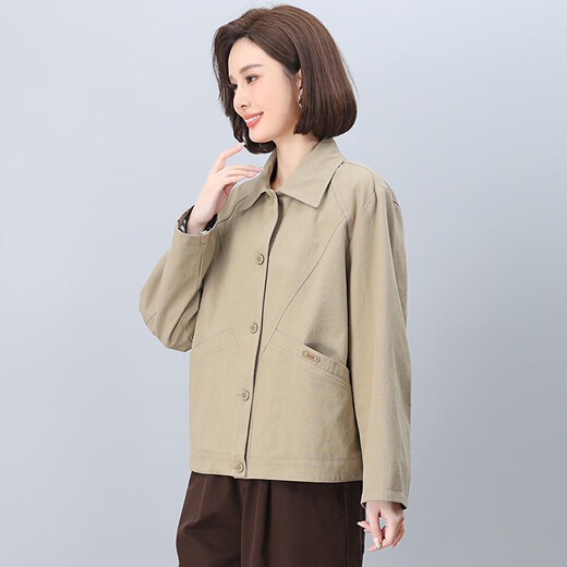 Bolomido Echtes Luxus-High-End-Frauen-Erstjacke für Frauen für Frauen 2025 SOMMER NEUER KURZE Casual Jacket Top Khaki L empfohlen 116-130jin [Jin ist 0,5 kg]