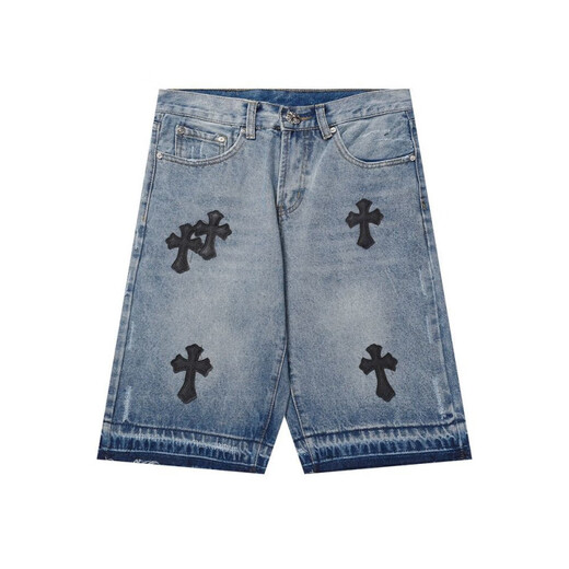 chrome heart summer new loose five-point jeans internet celebrity light luxury ins men and women 9921-black 28
