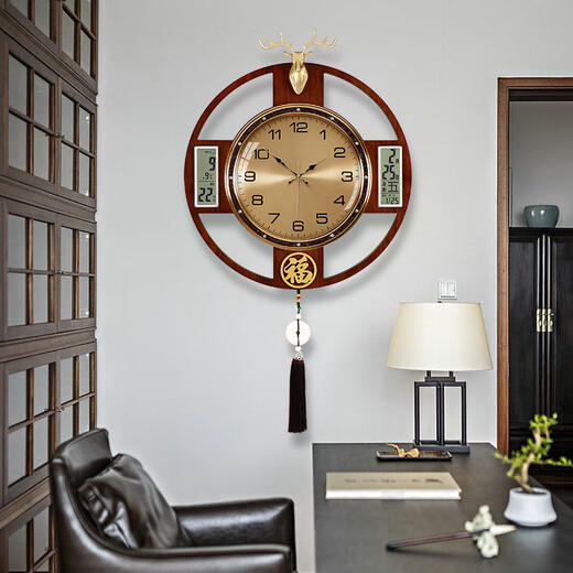 Zhuangshu Wall Clock 2025 New Home Living Room Silent New Chinese Watch Creative Light Luxury Wall Quartz Clock 6227