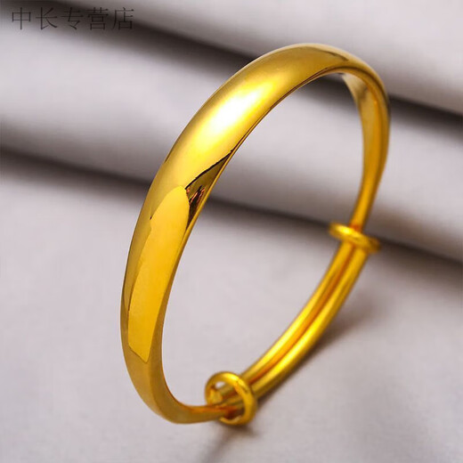 He Jiagong Lao Phoenix 999 Gold Pure Gold New Fashion Bracelet Bracelet Women's Glossy Gold Bracelet Bright Surface Feeling 10MM Width 10MM Opening Gypsophila Same Style Bracelet
