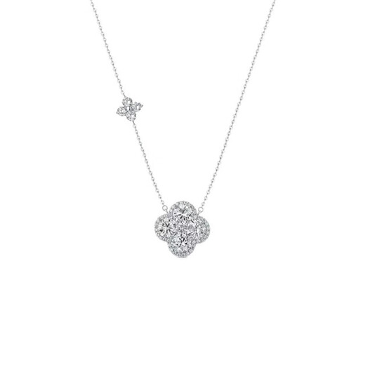Four-leaf clover zircon style necklace, cool and sparkling, niche, simple and exquisite clavicle chain, noble and gold-like necklace, four-leaf clover necklace