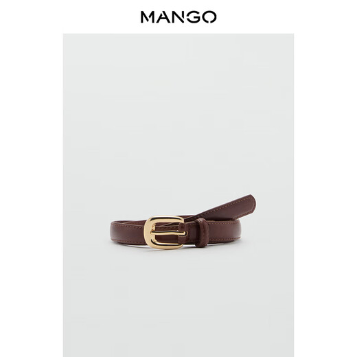 MANGO women's belt 2026 spring new style brown retro oval buckle versatile leather belt brown 85cm
