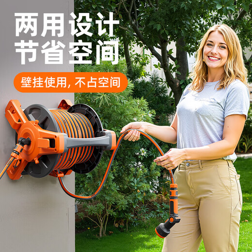 HTWRO upgraded automatic pipe drain truck 50 meters flower watering artifact high pressure car wash water gun watering hose reel