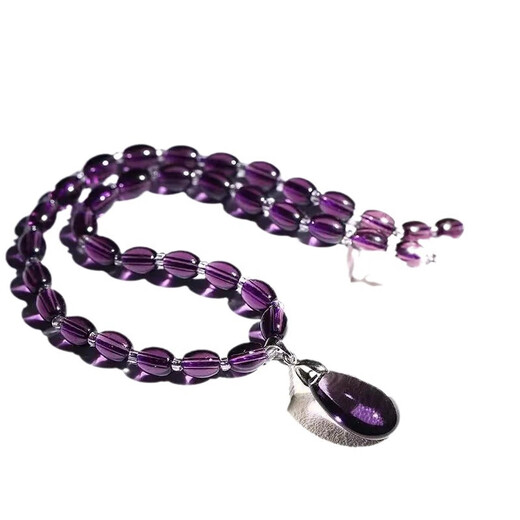 Fat Donglai's same style amethyst water drop pendant necklace clavicle chain white crystal birthday holiday gift webcast water drop necklace - purple