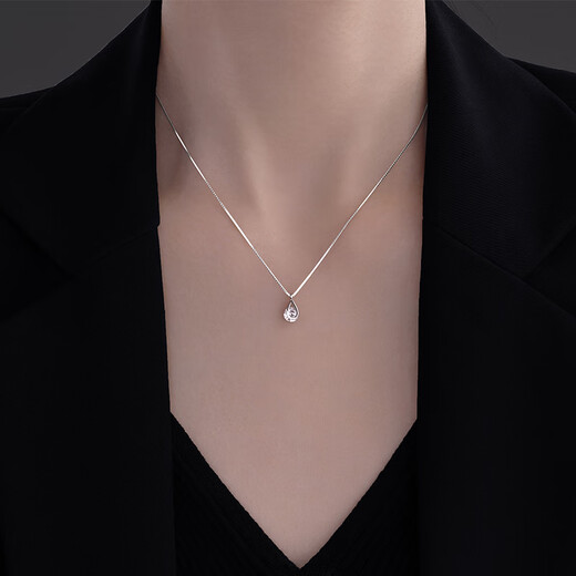 Laomiao S925 Sterling Silber Wassertropfen Halskette für Mädchen 2024 Neue Sorten -Schlangekette Frische Frühlings- und Sommerzubehör Wassertropfen Halskette