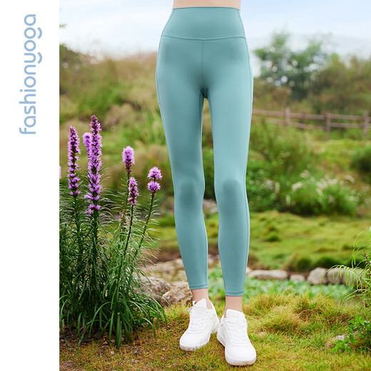 Fan Sheng Copa de yoga Sports Leisure Running Outdoor Cycling pantalones frescos Cinturón de bolsillo Cantalización de pantalones recortados Mujeres FY15918 Salt Lake Green S
