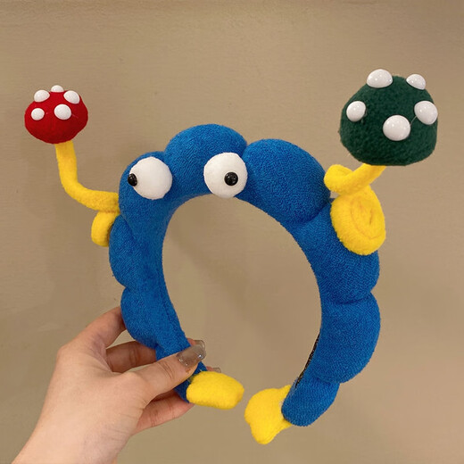 Tanbeiman headband for women's face washing, cute twisting stick for big-eyed boys with high skulls, funny bangs-grabbing hair fun headwear, twisting stick plush hairband for big-eyed boys