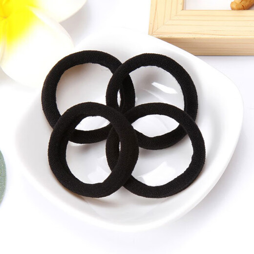 Jiaoxuefei Seamless basic black hair ties 100 pieces hair rope rubber band headband high elastic rubber band to tie hair