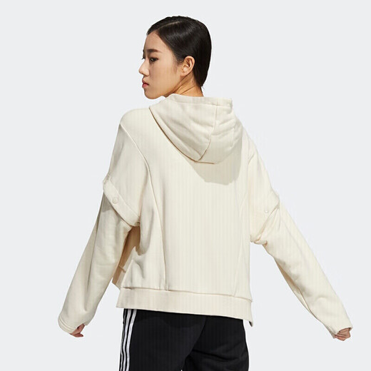 阿迪达斯 （adidas）三叶草外套女装春季运动服健身训练透气舒适防风时尚休闲服连帽 HC6605白色/内里毛圈 S