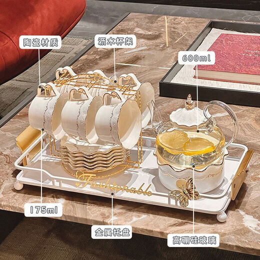 
Pupan light luxury house moves to a new home cup set for home living room kettle water cup cream style tea set wedding dowry 1 cup 1 dish 1 spoon ordinary packaging 1047