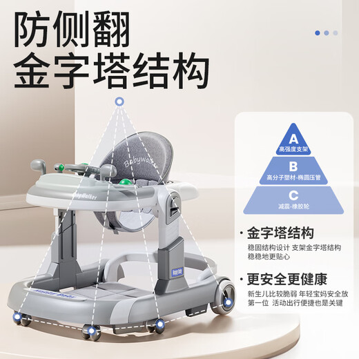 Cute stone walker rejects O-legs for babies 2025 multi-functional anti-rollover baby stroller for children, mica gray toddler + walker + push handle flagship model over 7 months/foldable/rejects O-legs