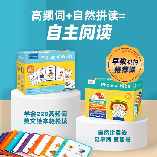 莎林幼儿英语启蒙220高频词闪卡 儿童英文早教机点读单词卡 扫码&点读版 220高频词+点读笔