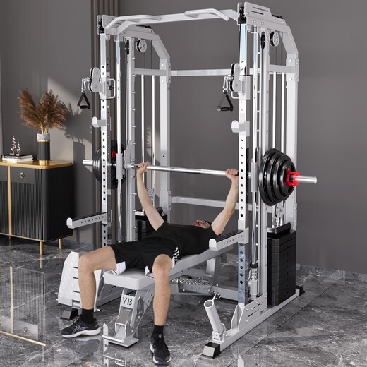 研博龙门架多功能史密斯机综合训练器家用卧推健身深蹲架一体器械 裸机+120KG杠铃+凳【包安装】