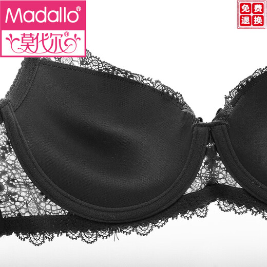 Modal European und American Summer Women's Deep V BH sexy Spitze sammeln BH Top Dünne Boden Dicke Dessous Set Black Hautton 85c