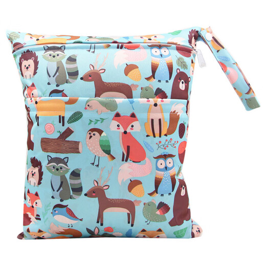 He Jiagong baby stroller hanging bag baby BB cart hanging bag diaper bag out storage bag clothes diaper portable storage bag pink double layer enlarged 36*30CM