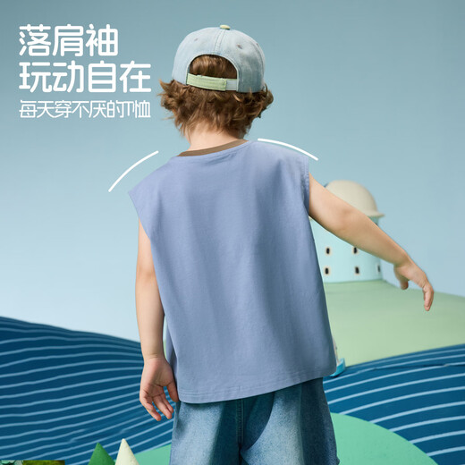 
ASK JUNIOR Antibacterial Children's T-shirt 2025 Summer Children's Hot Cover Sleeveless Vest Boys T-shirt Top